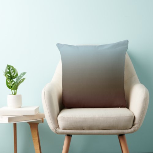 Ombre Dusty Turquoise Brown Subtle Lines Throw Pillow