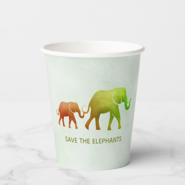 Ombre Elephants Design Paper Cups (Back)