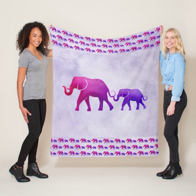 Ombre Elephants Fleece Blanket
