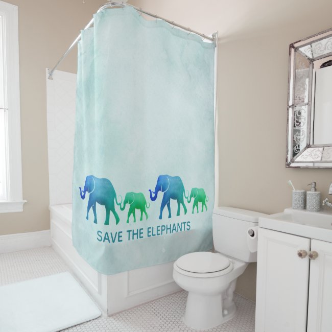  Ombre Elephants Shower Curtain