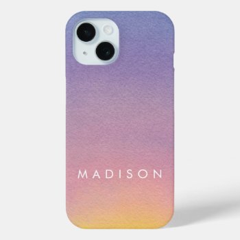 Ombre Evening Sunset Watercolor Sky Personalized Iphone 15 Case by Pip_Gerard at Zazzle