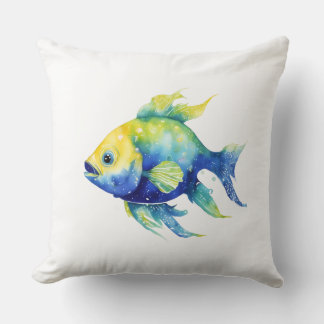 Ombre Fish Large Throw Pillow