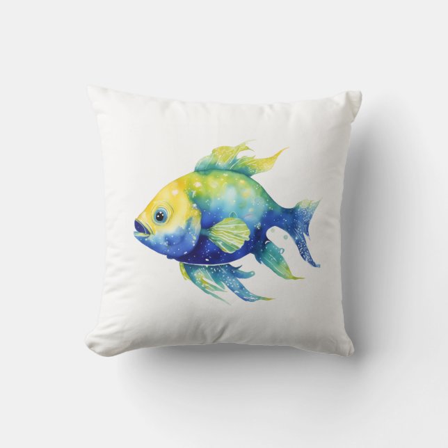Ombre Fish Small Throw Pillow (Front)