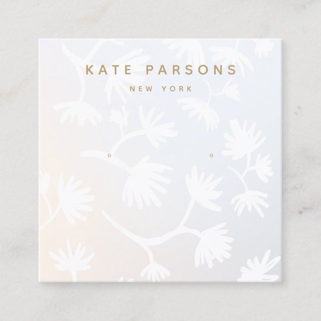 Ombre Floral Earring Jewelry Display Square Business Card (Front)