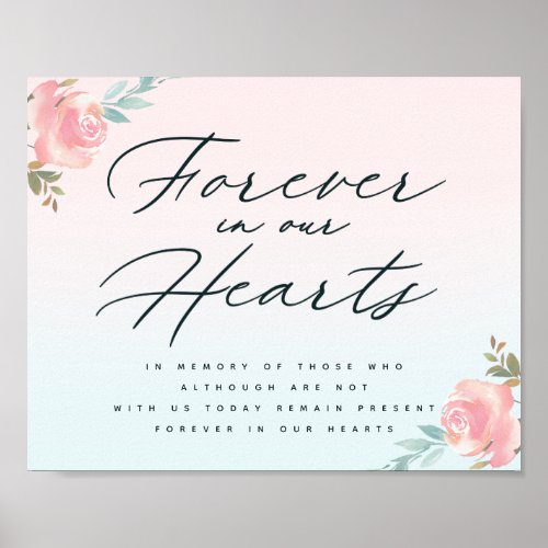 Ombre Floral Forever in our Hearts Memorial Sign