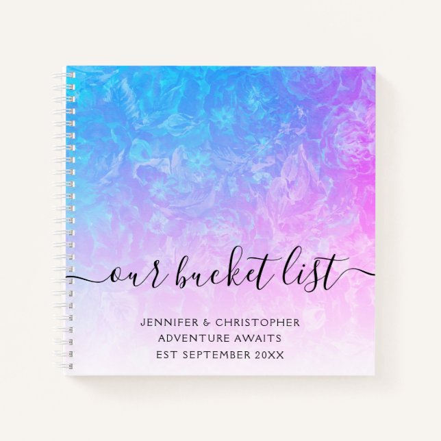 Ombre Floral Our Bucket List Notebook (Front)