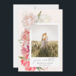 Ombre Floral Wedding Photo Save The Date<br><div class="desc">Ombré white to pink Floral Botanical Elegant Wedding save the date with custom photo and script.</div>