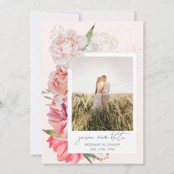 Ombre Floral Wedding Photo Save The Date by JillsPaperie at Zazzle