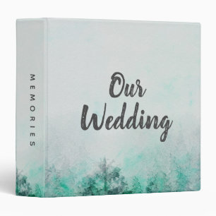 Ombre Forest Watercolor Pine Wedding Photo Album 3 Ring Binder