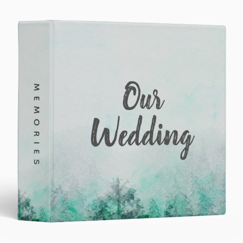 Ombre Forest Watercolor Pine Wedding Photo Album 3 Ring Binder
