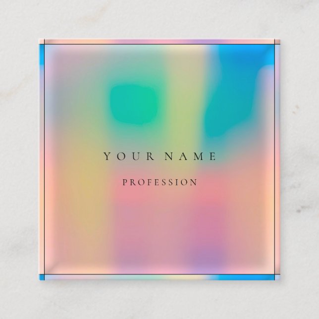 Ombre Framed Simply Professional  Holographic Square Business Card (Front)
