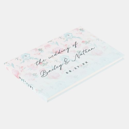 Ombre French Garden Floral Pink Peony Wedding Guest Book