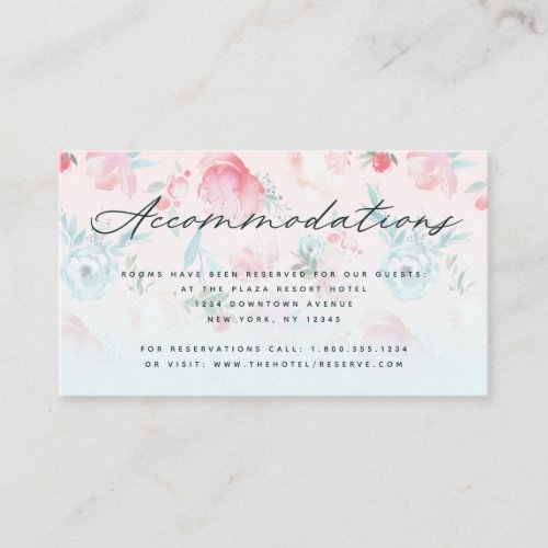 Ombre French Garden Floral Wedding Accommodations Enclosure Card