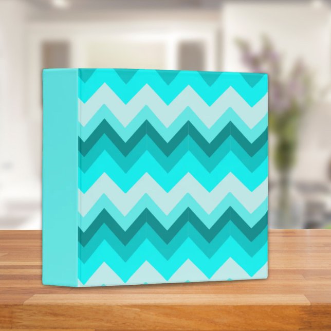 Ombre Girly Pattern Teal Turquoise Chevron 3 Ring Binder (Ombre Girly Pattern Teal Turquoise Chevron 3 Ring Binder)