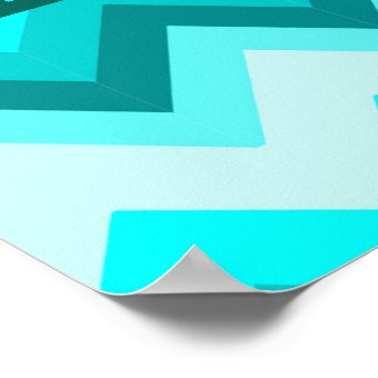 Ombre Girly Pattern Teal Turquoise Chevron Poster | Zazzle