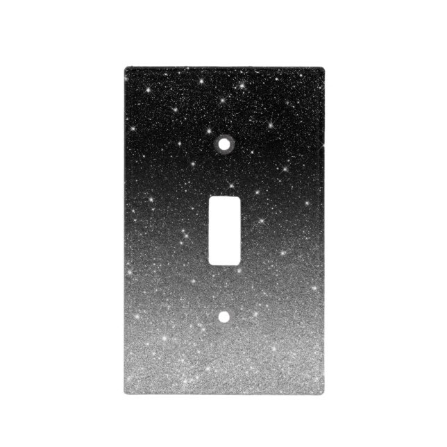 Ombre Glitter Black Grey White Light Switch Cover (Front)