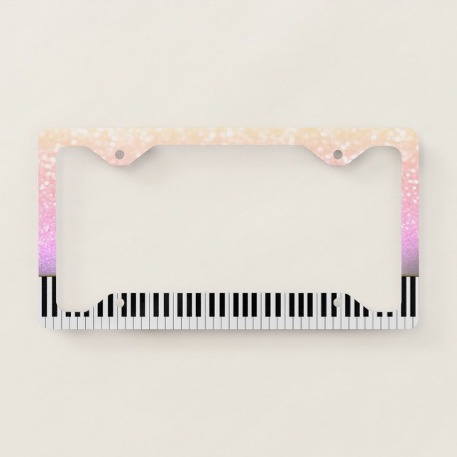 Ombre Glitter Bokeh,Piano Key  License Plate Frame (Front)