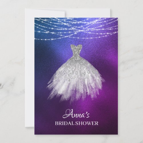  Ombre Glitter Bridal Shower Gown Bridal Dress Invitation