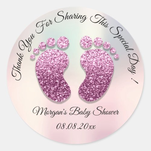 Ombre Glitter Feet Baby Shower Favor Thank You Classic Round Sticker
