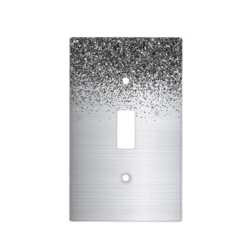 Ombre Glitter Grey Silver Black  Light Switch Cover