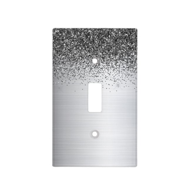 Ombre Glitter Grey Silver Black  Light Switch Cover (Front)