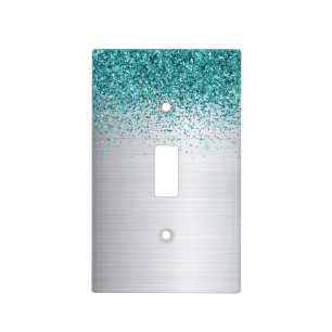 Ombre Glitter Grey Silver Teal Turquoise Gliter Light Switch Cover