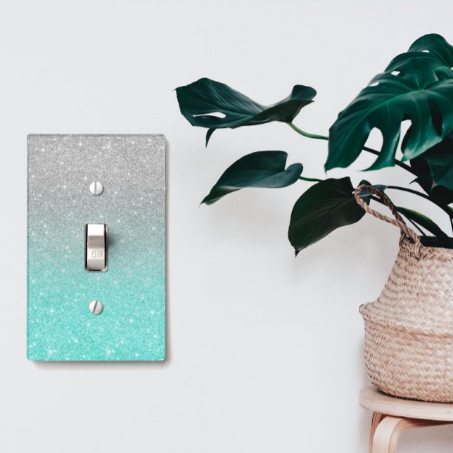 Ombre Glitter Grey Silver Teal Turquoise Light Switch Cover (Creator Uploaded)