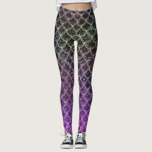 Ombre glitter mermaid scales leggings
