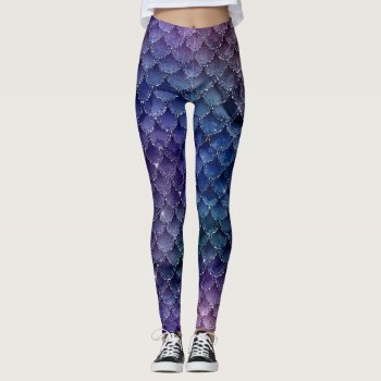 Ombre Glitter Mermaid Scales Leggings by graphicdesign at Zazzle