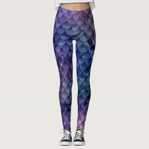 Ombre Glitter Mermaid Scales Leggings