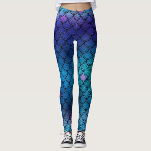 Ombre Glitter Mermaid Scales Leggings