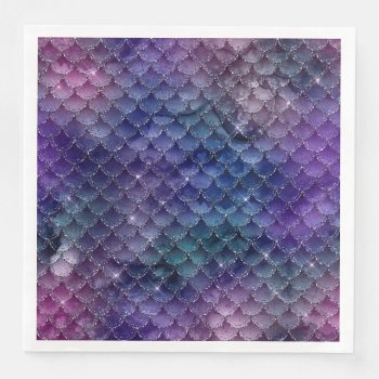 Ombre Glitter Mermaid Scales Paper Dinner Napkins by graphicdesign at Zazzle
