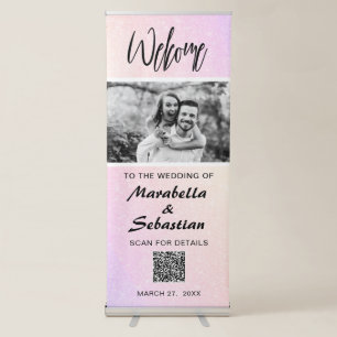*~* Ombre Glitter Peach QR Wedding Welcome   Retractable Banner