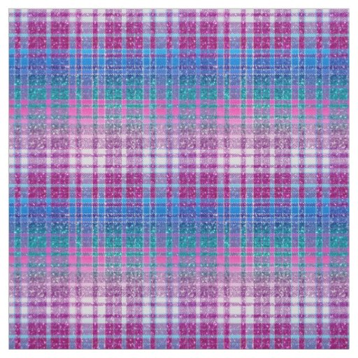 Ombre Glitter Plaid in Pink Blue Purple Fabric
