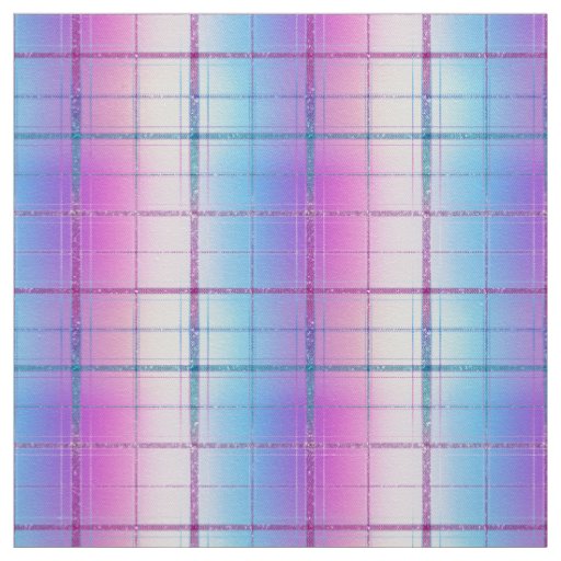 Ombre Glitter Plaid in Pink Blue Purple Fabric