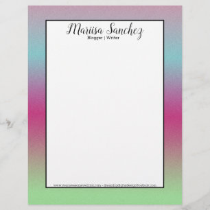 Ombre Glitter Rainbow Colorful Border Letterhead