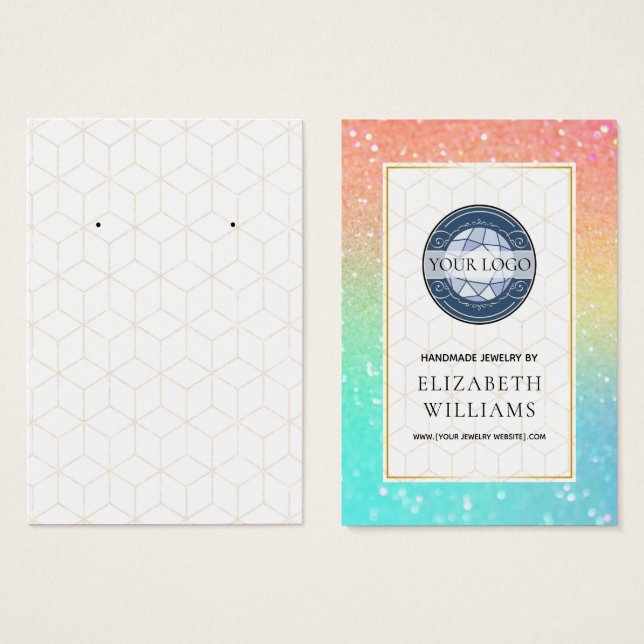 Ombre Glitter Rainbow Earring Display Cards (Front & Back)