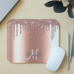 Ombre Glitter Rose Gold Drip Personalized Monogram Mouse Pad<br><div class="desc">This design does not contain actual glitter or sequins. It may be personalized in the area provided by changing the photo and/or text. Or it can be customized by clicking Personalize this Template and then choosing the click to customize further option and delete or change the color of the background,...</div>