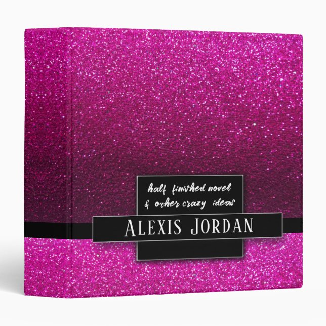 Ombre Glitter Sparkles Recipe Book Photo Album 3 Ring Binder (Front/Spine)