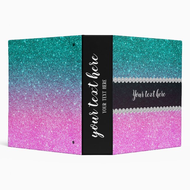 Ombre glitter sparkling 3 ring binder (Background)