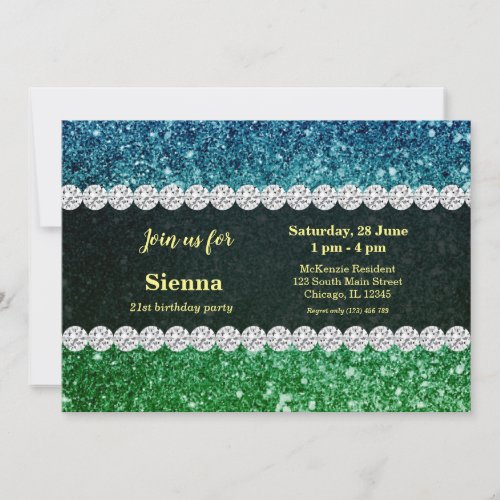 Ombre glitter sparkling invitation