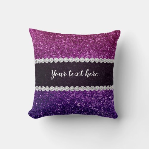 Ombre glitter sparkling throw pillow