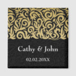 ombre gold and Black Swirling Border Wedding Magnet<br><div class="desc">ombre gold and Black Swirling Border Wedding design</div>