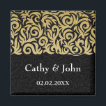 ombre gold and Black Swirling Border Wedding Magnet<br><div class="desc">ombre gold and Black Swirling Border Wedding design</div>