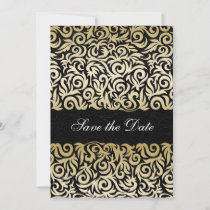 ombre gold and Black Swirling Border Wedding Save The Date