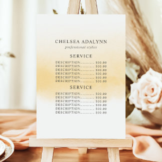 Ombre Gold Watercolor Minimalist Service Price  Menu