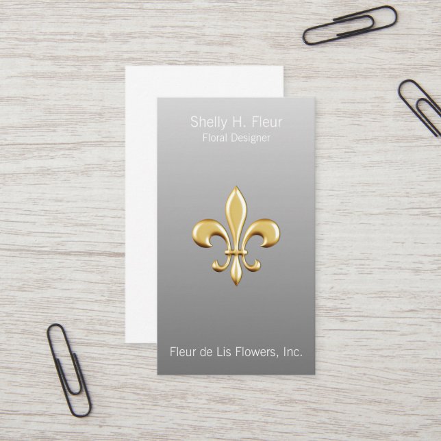 Ombre Golden Fleur De Lis Business Card (Front/Back In Situ)
