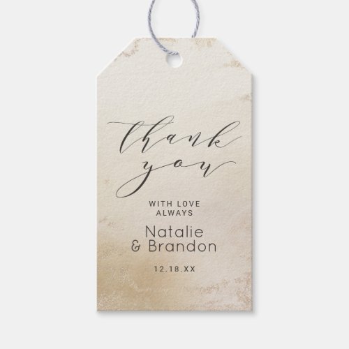 Ombre Golden Sands Frosted Foil Wedding Thank You Gift Tags