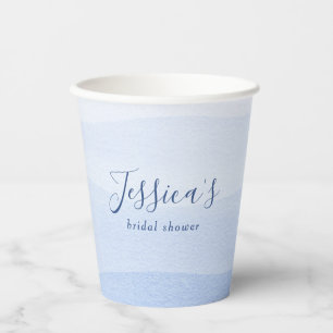 Ombre Gradient Dip Dye Blue Bridal Shower Paper Cups