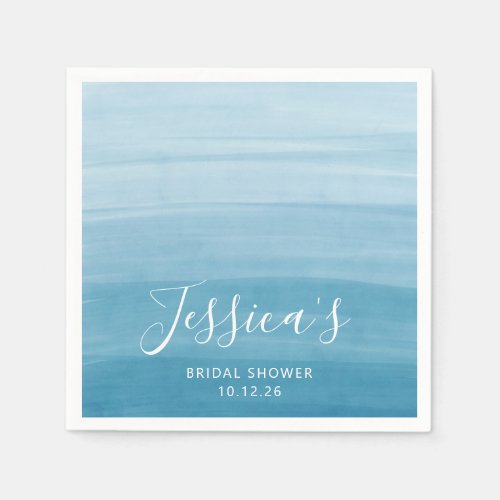 Ombre Gradient Dip Dye Ocean Blue Bridal Shower  Napkins